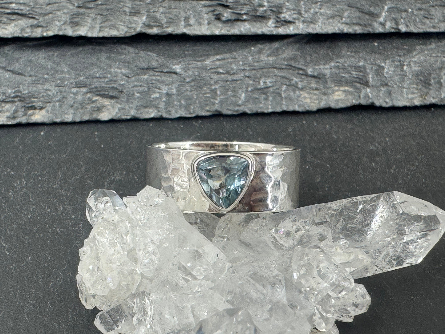 Topaz Sterling Silver Ring - Wide Band Sterling Silver