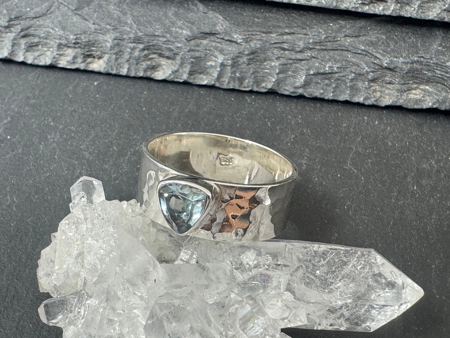Topaz Sterling Silver Ring - Wide Band Sterling Silver