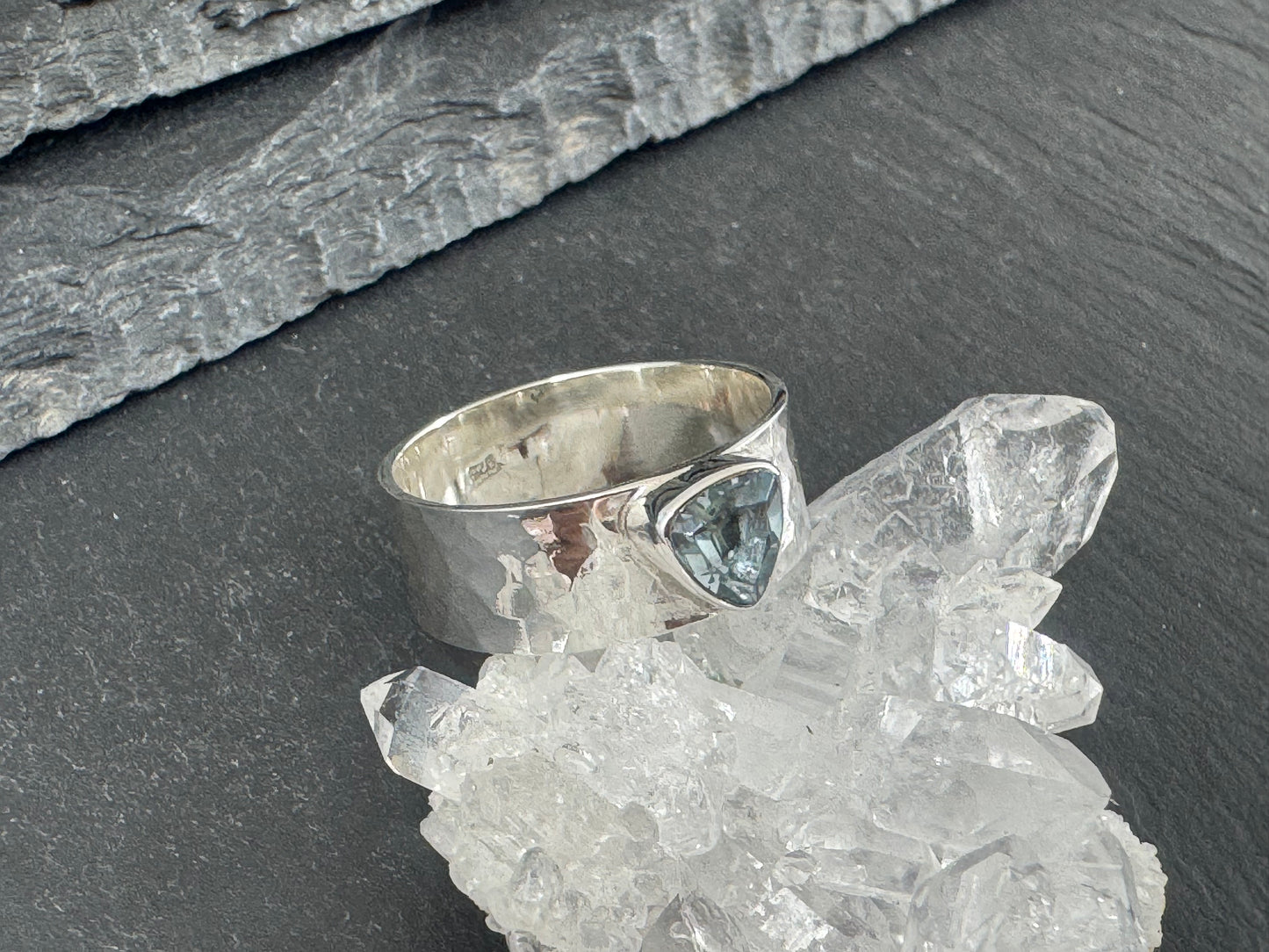 Topaz Sterling Silver Ring - Wide Band Sterling Silver