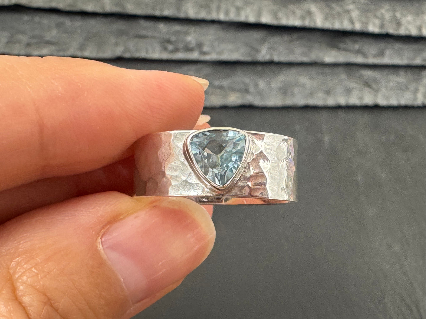 Topaz Sterling Silver Ring - Wide Band Sterling Silver