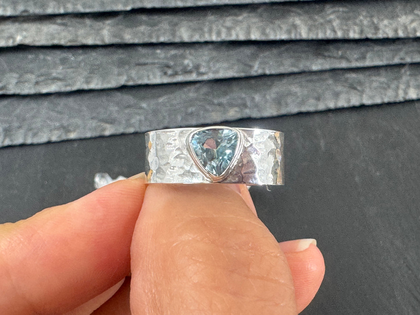 Topaz Sterling Silver Ring - Wide Band Sterling Silver