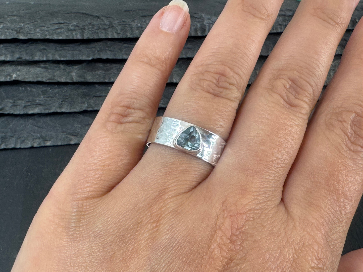 Topaz Sterling Silver Ring - Wide Band Sterling Silver