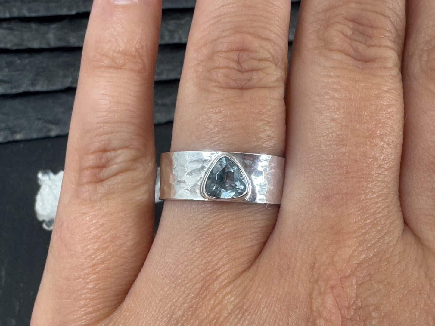 Topaz Sterling Silver Ring - Wide Band Sterling Silver
