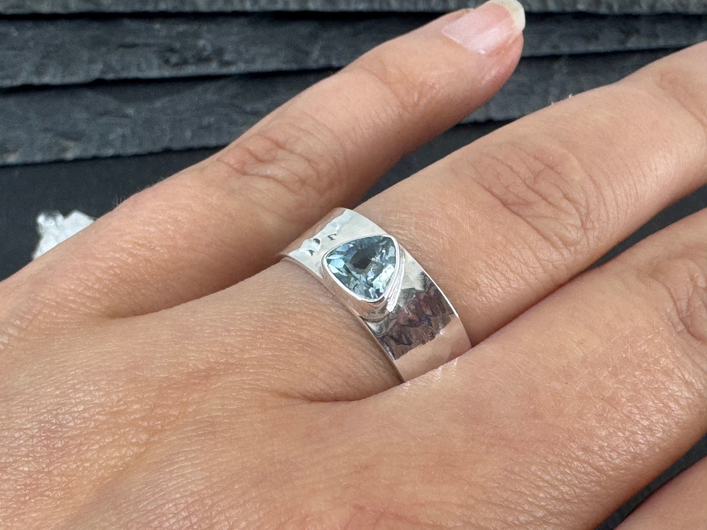 Topaz Sterling Silver Ring - Wide Band Sterling Silver