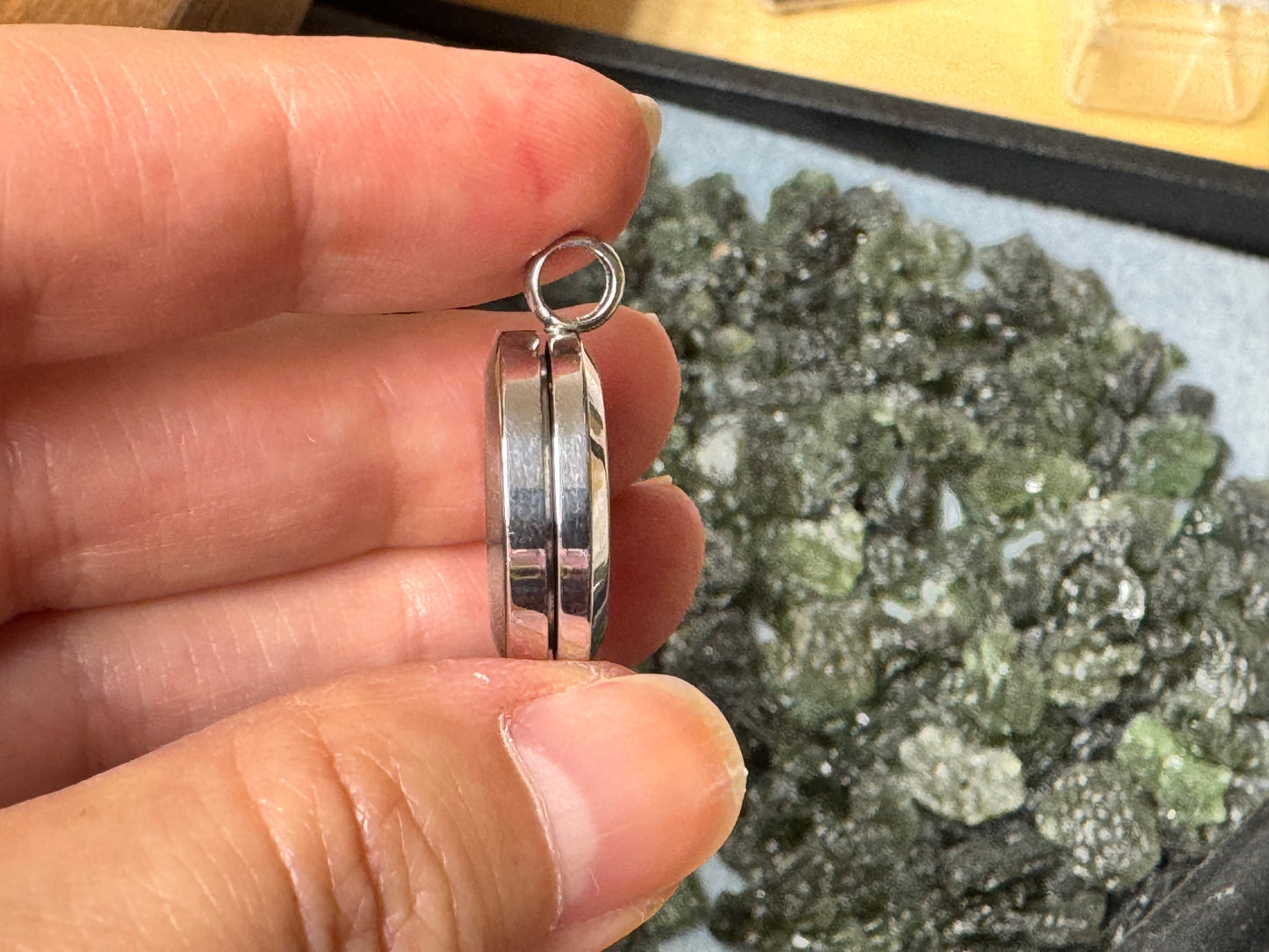 Locket necklace with Rough Moldavite