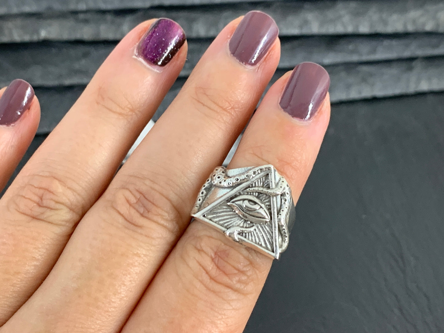 All-Seeing Eye Triangle ring – Sterling Silver Symbolic Jewelry for Protection & Insight