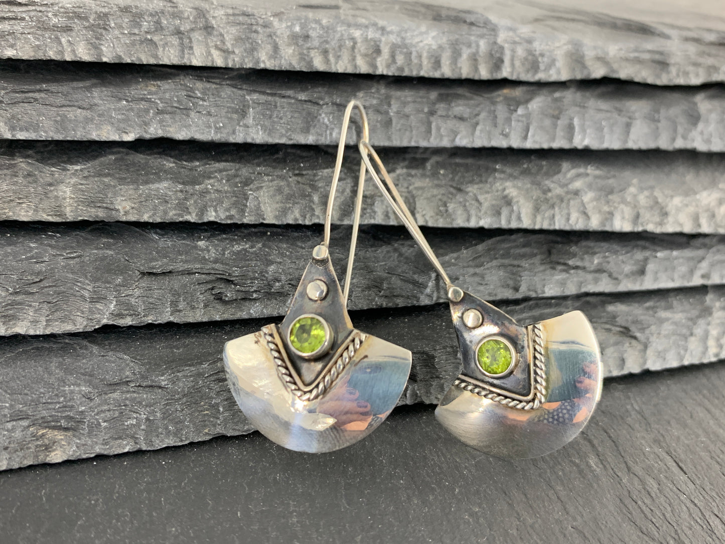 Vintage Sterling Silver and Peridot Earrings
