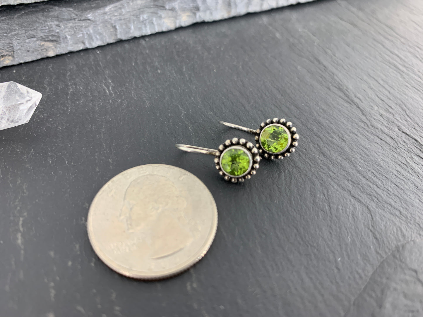 Sterling Silver Peridot Dangle Earrings – Green Gemstone Earrings
