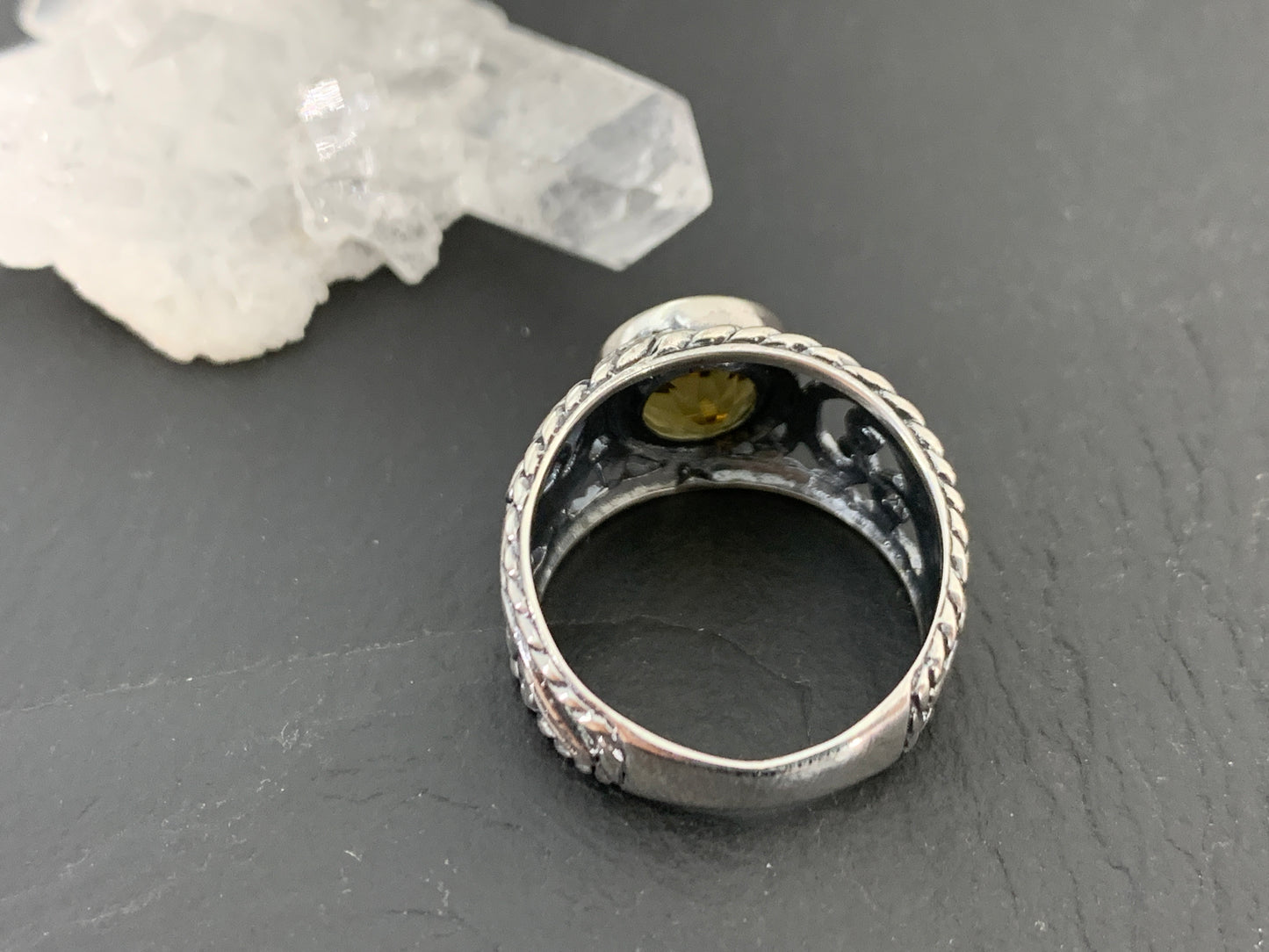 Sterling Silver Citrine Ring- Size 6 US