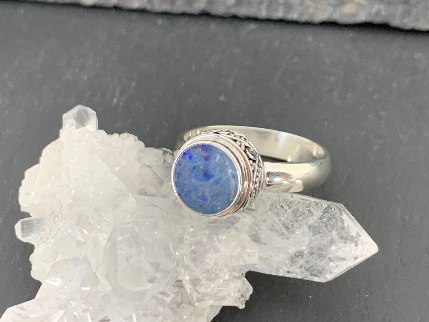 Sterling Silver Australian Opal Ring - size 7US