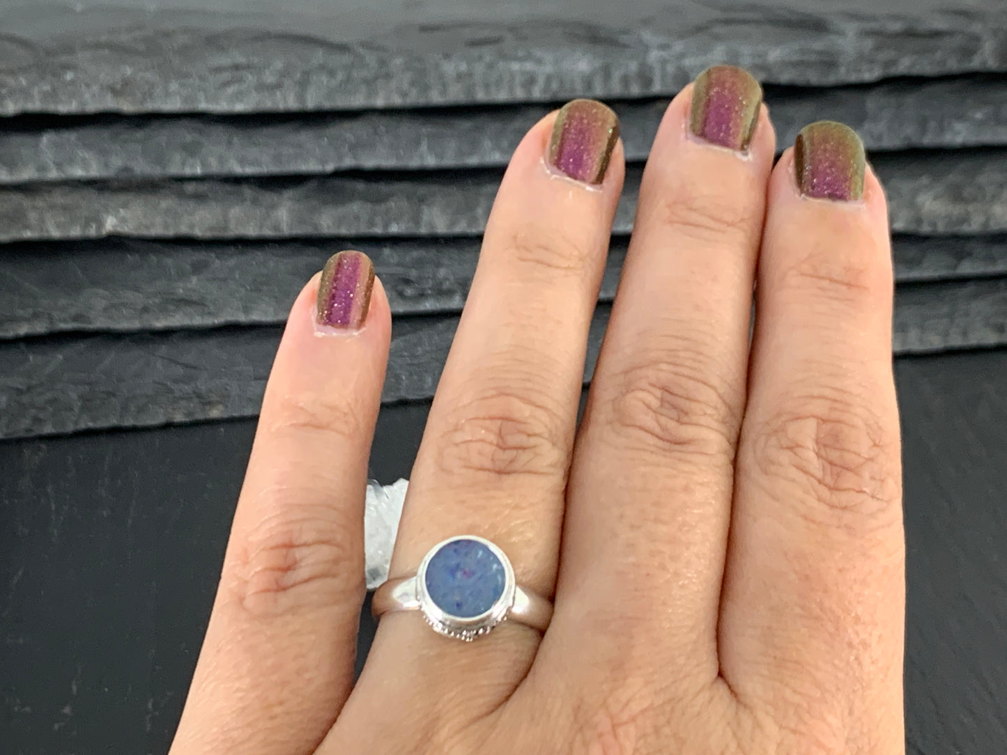 Sterling Silver Australian Opal Ring - size 7US