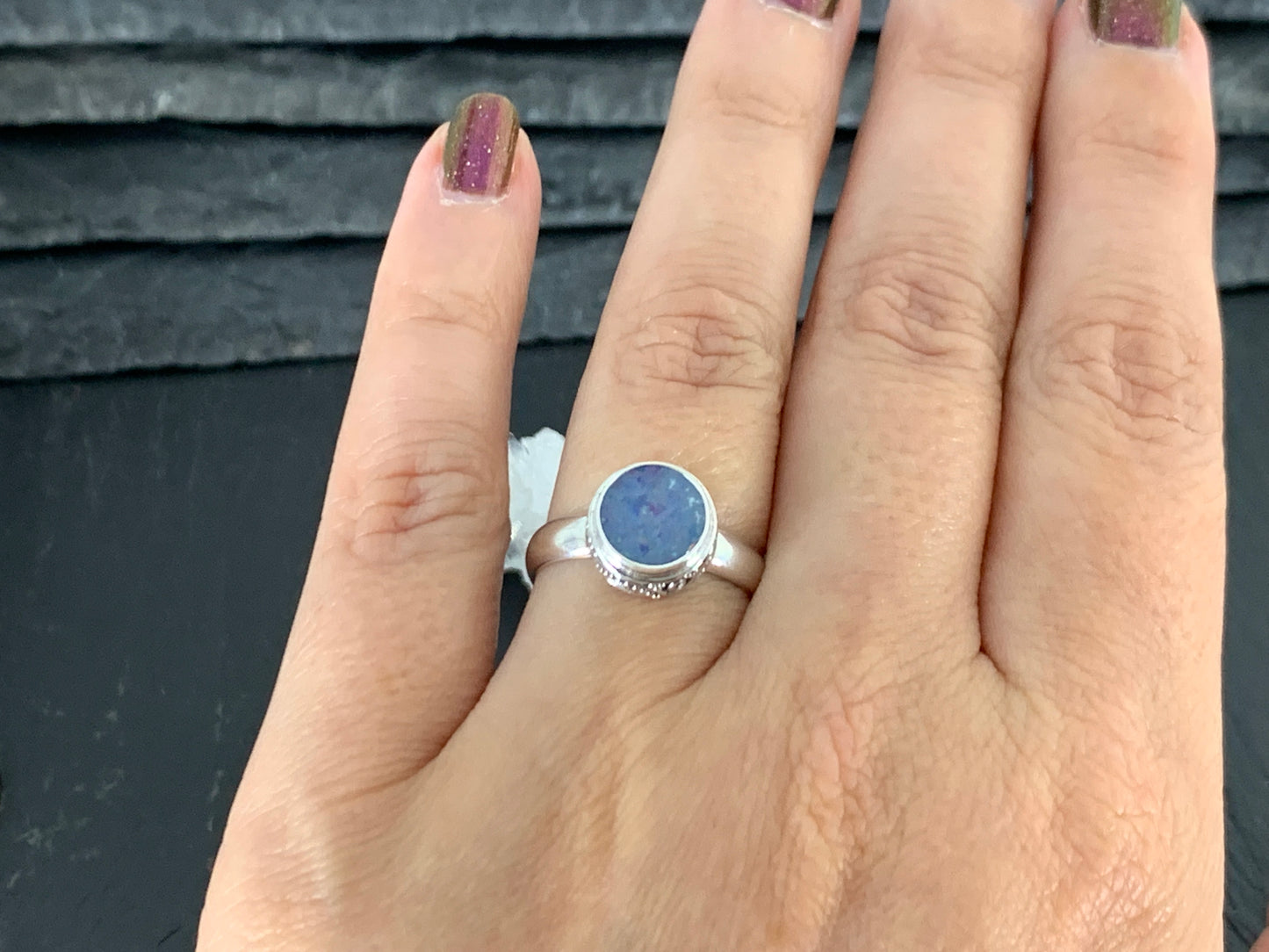 Sterling Silver Australian Opal Ring - size 7US