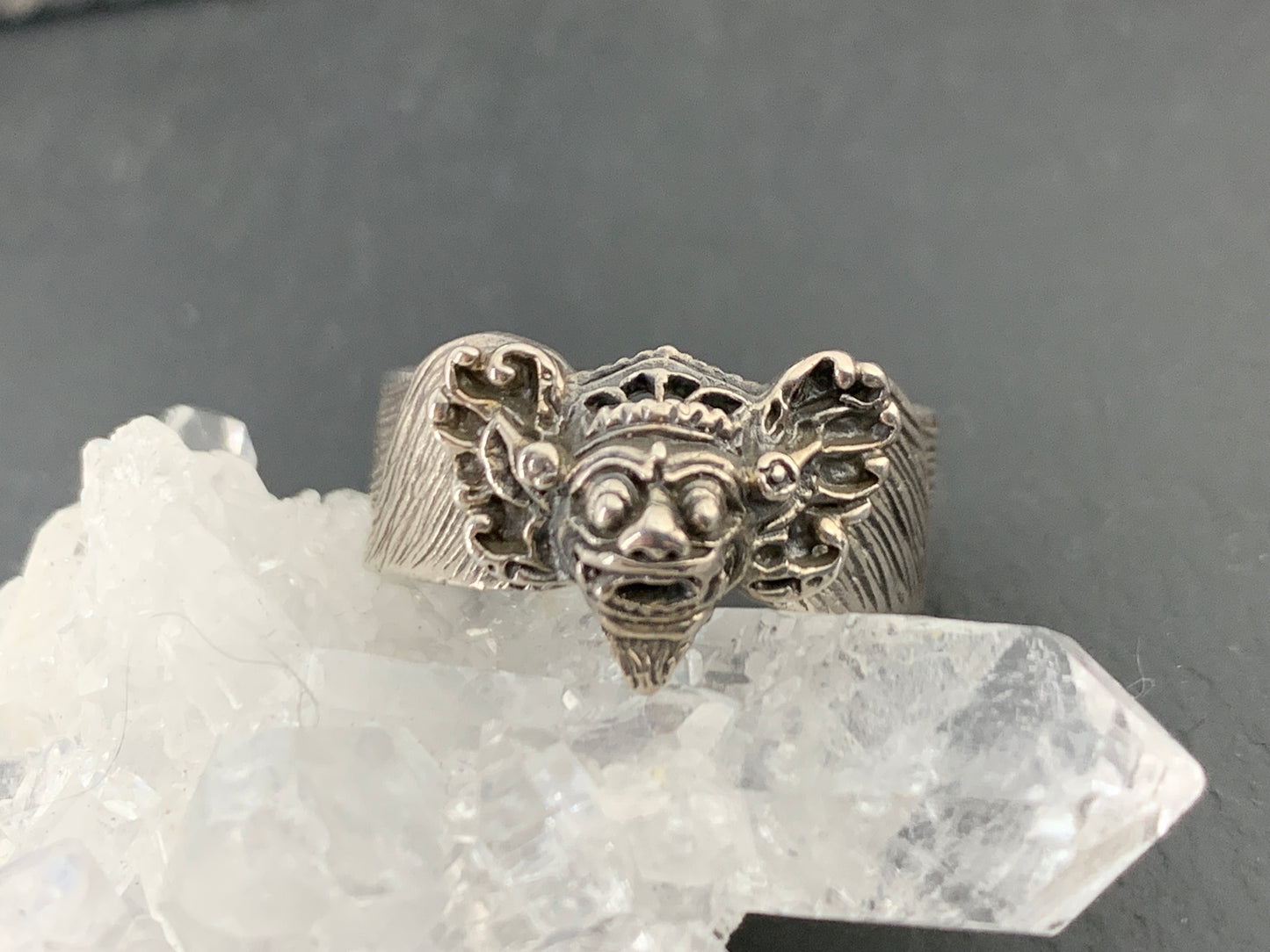 Sterling Silver Balinese Demon Ring – Gothic Mythical Face Jewelry Ring Size 8