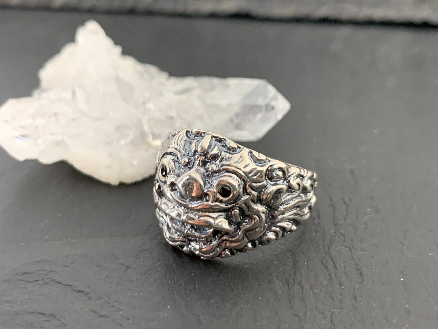 Sterling Silver Barong Mask Ring – Balinese Demon Ring – Handmade Tribal Statement Jewelry for Men