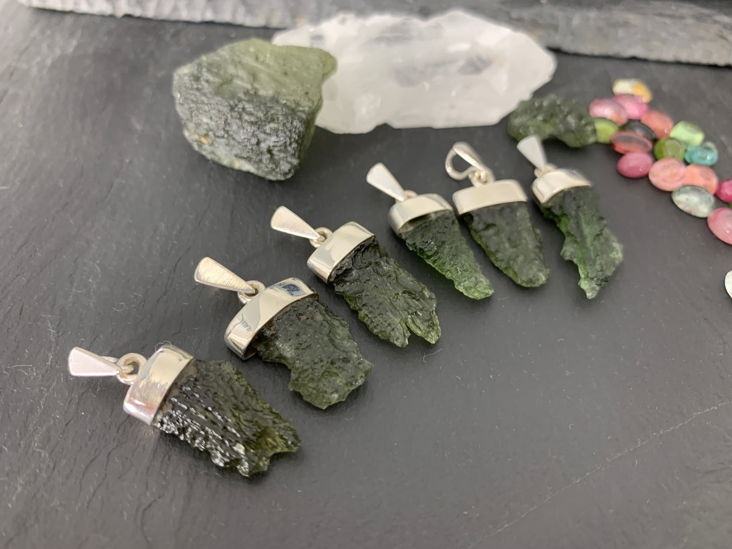 Moldavite In Silver Cup Pendant - Select your pendant