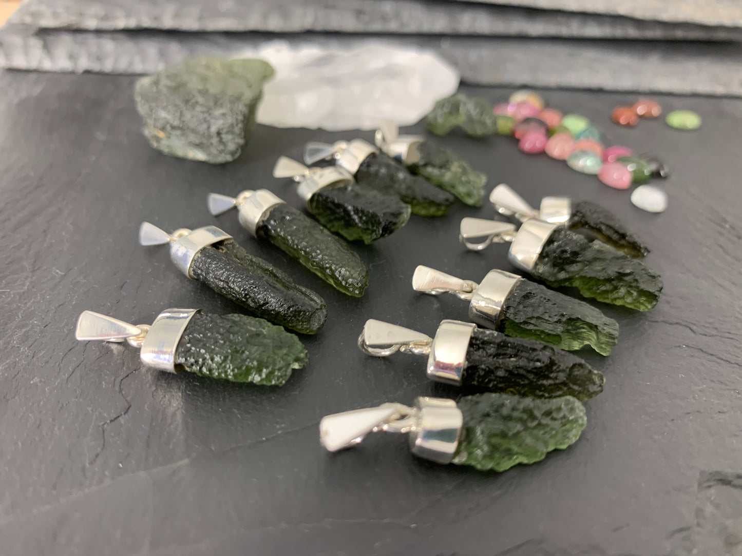 Moldavite In Silver Cup Pendant