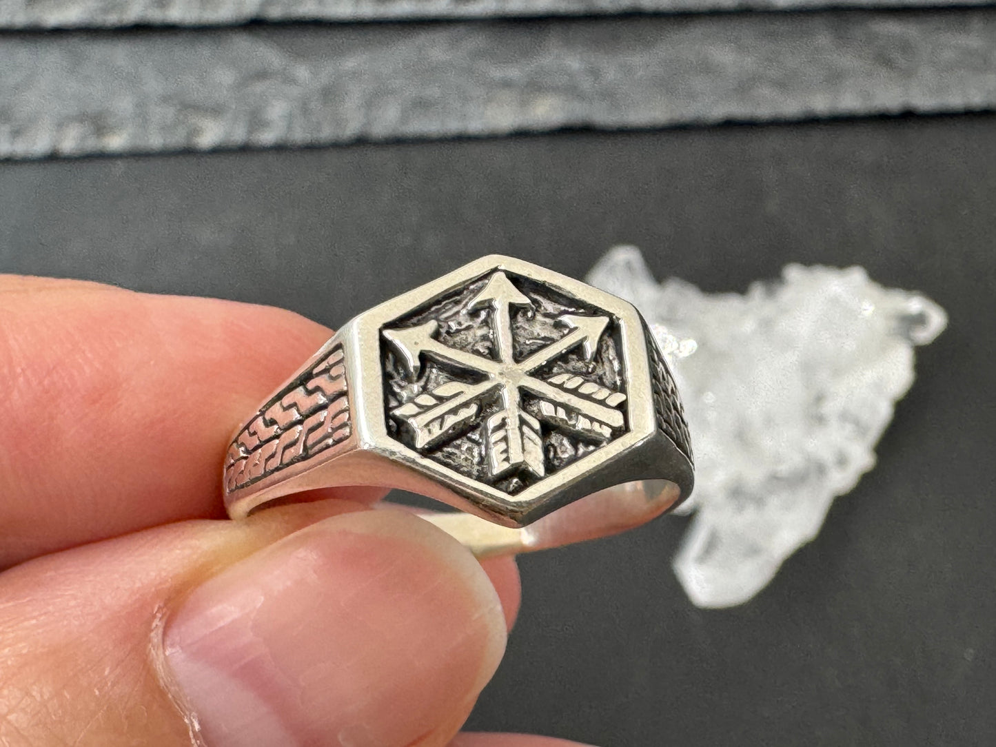 "Arrows"Sterling Silver Men's Ring