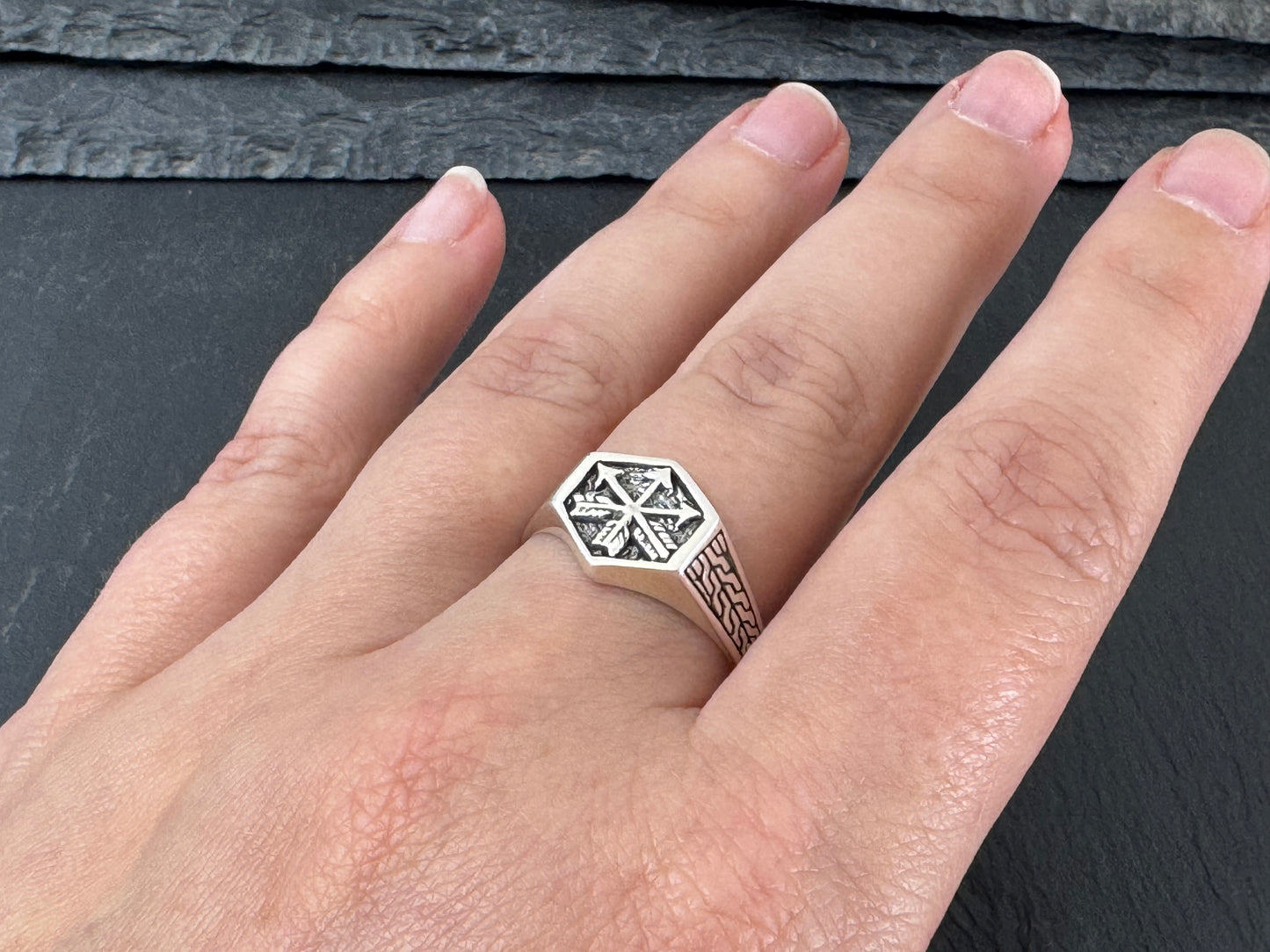 "Arrows"Sterling Silver Men's Ring