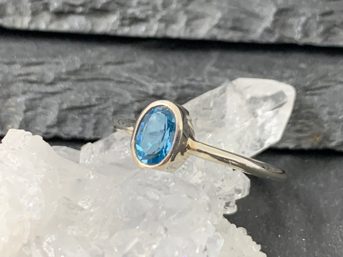 Blue Topaz 4x6mm Simple Sterling Silver