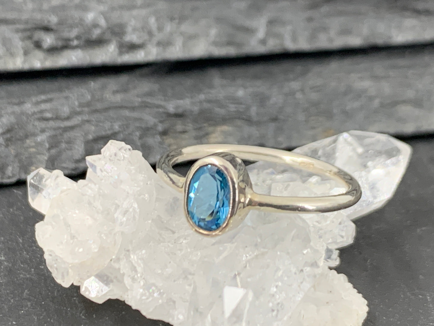 Blue Topaz 4x6mm Simple Sterling Silver