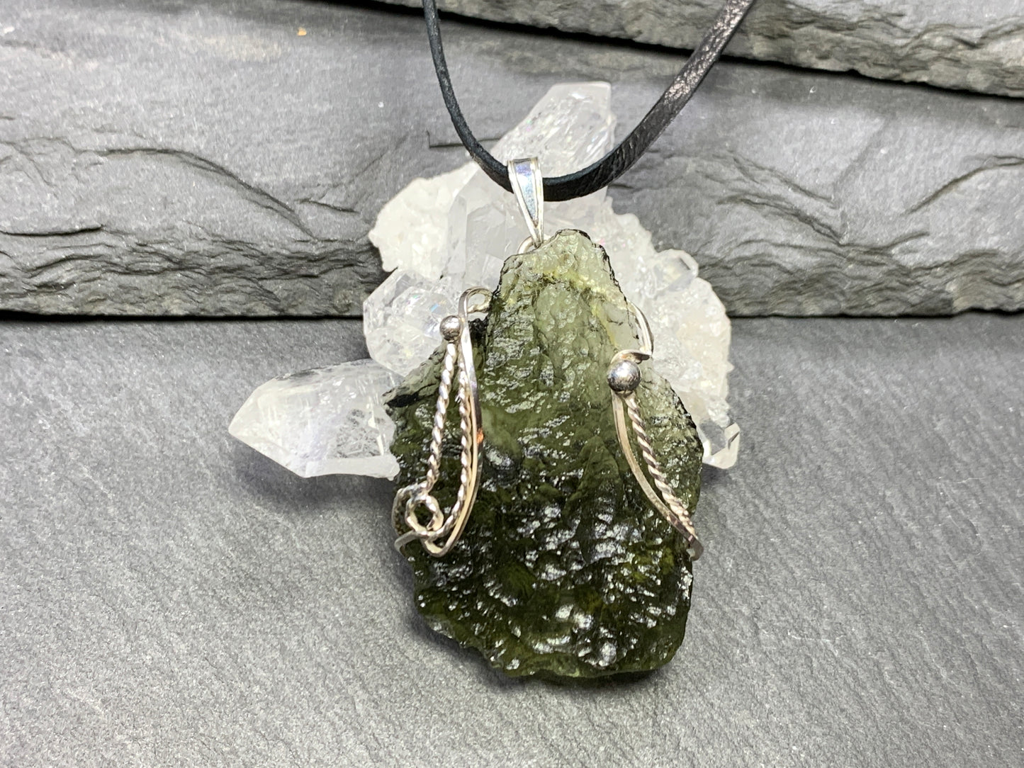 Pendant - Raw Moldavite in Silver 7.21g