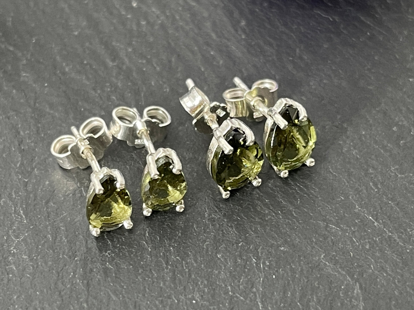 Teardrop Moldavite Studs