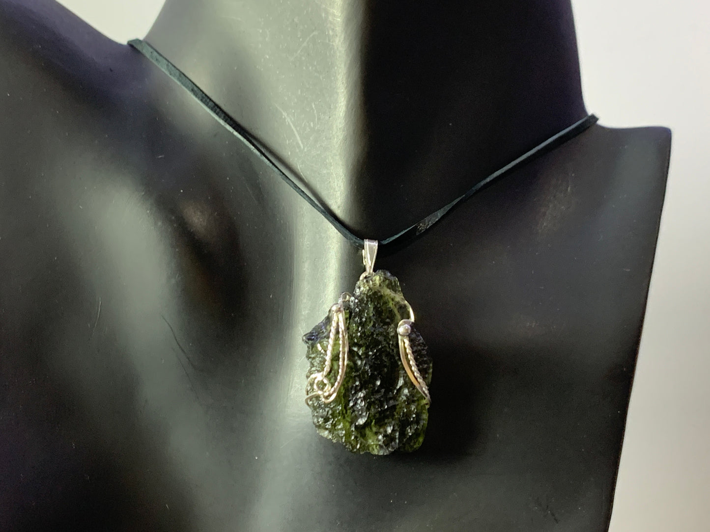 Pendant - Raw Moldavite in Silver 7.21g