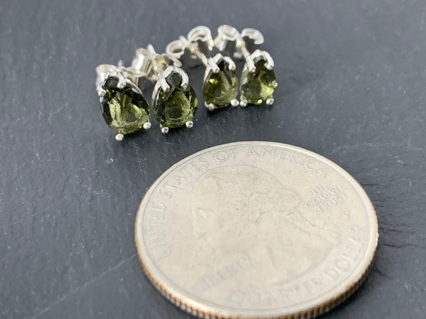 Teardrop Moldavite Studs