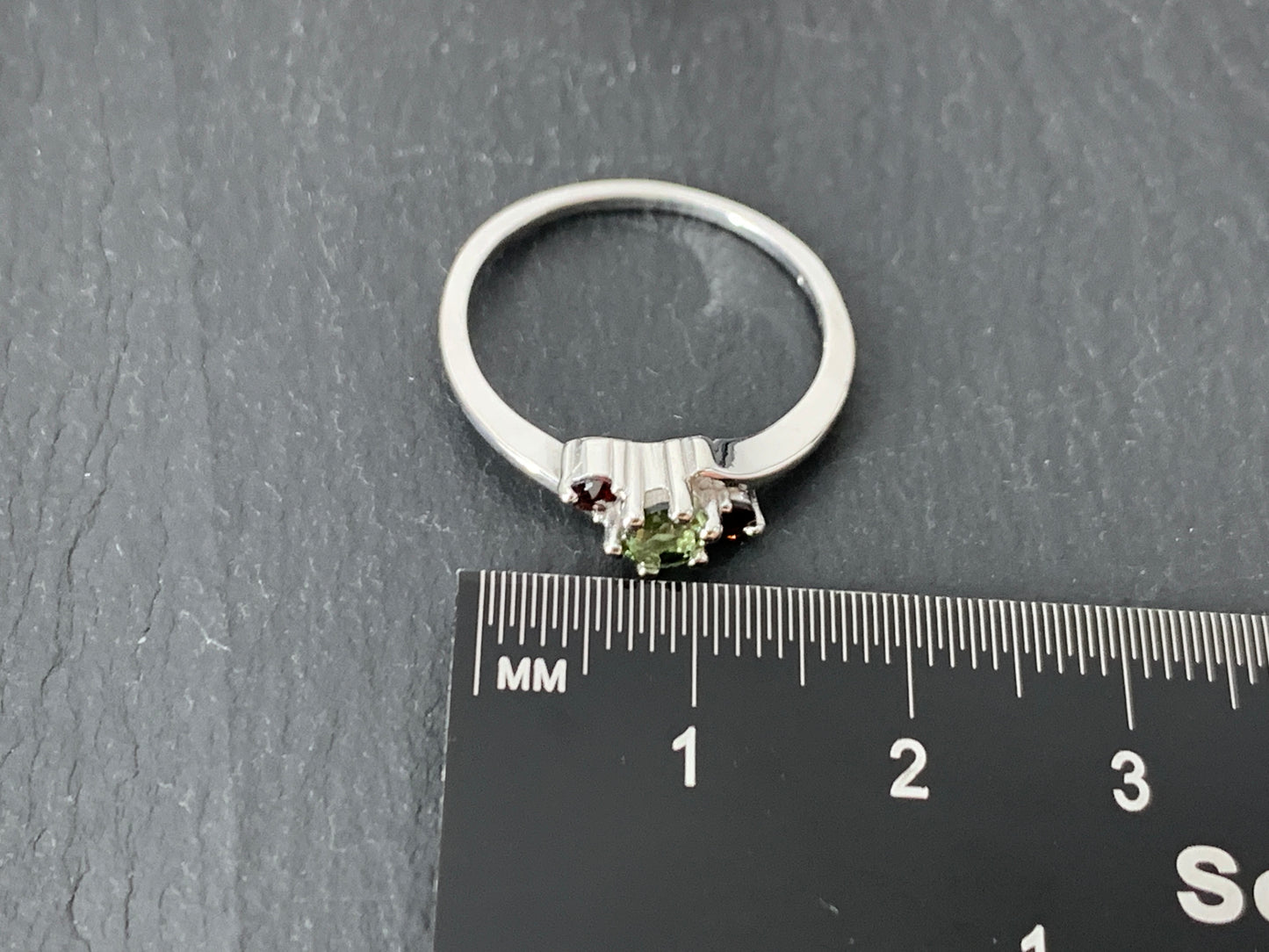 "Vega" - Moldavite & Garnet ring