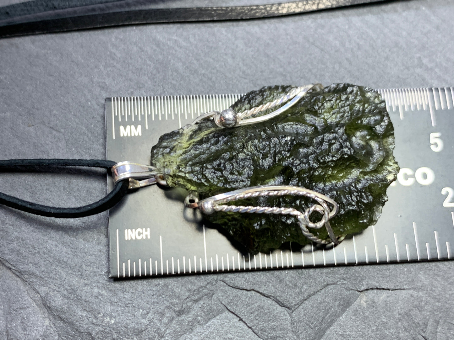 Pendant - Raw Moldavite in Silver 7.21g