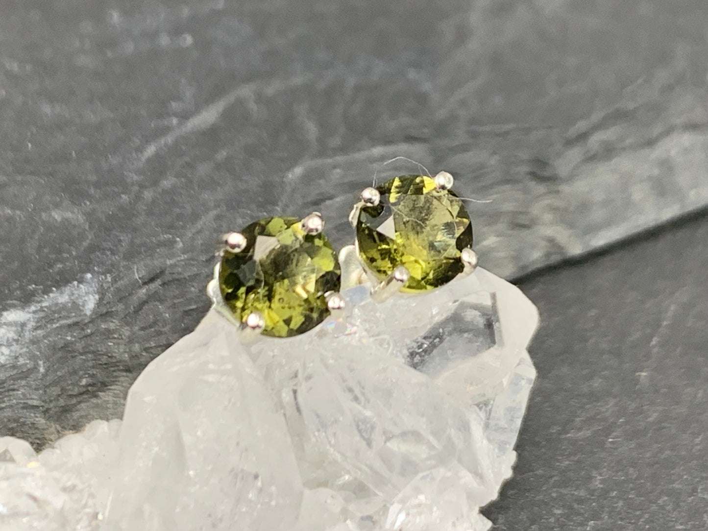 Moldavite Round Studs