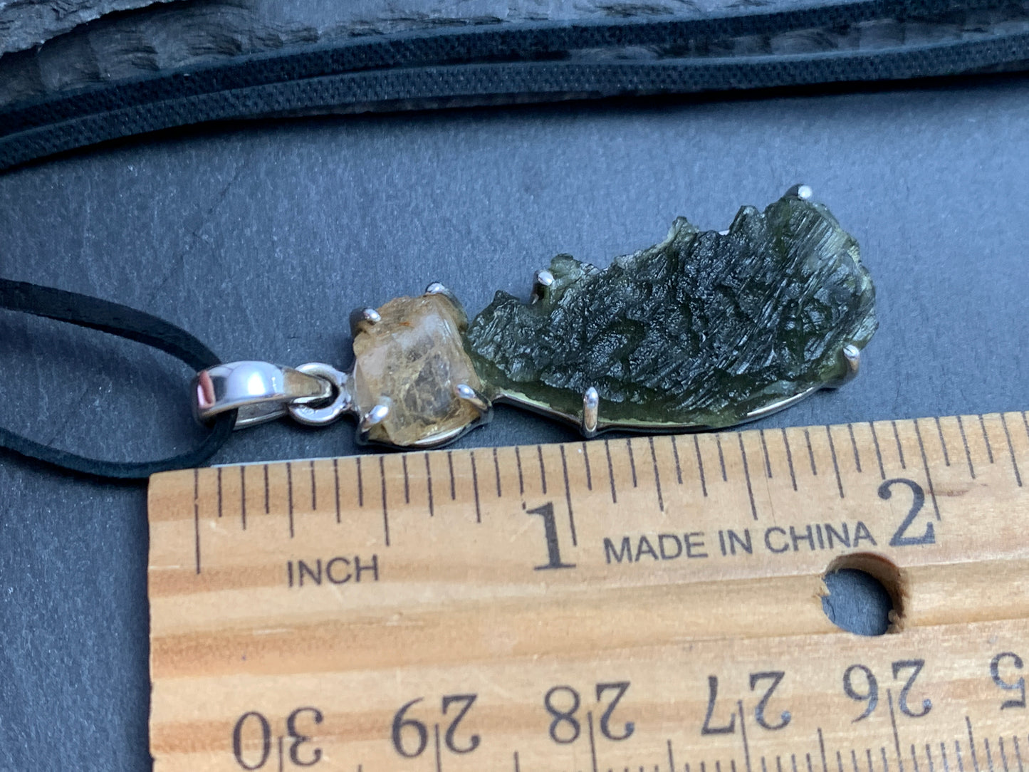 Moldavite & Golden Topaz Pendant 7gr
