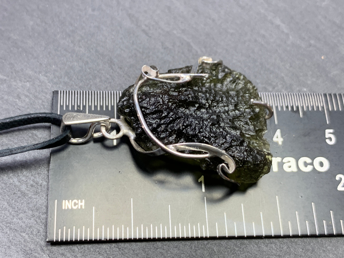 Pendant Raw Moldavite In Silver 6.3g