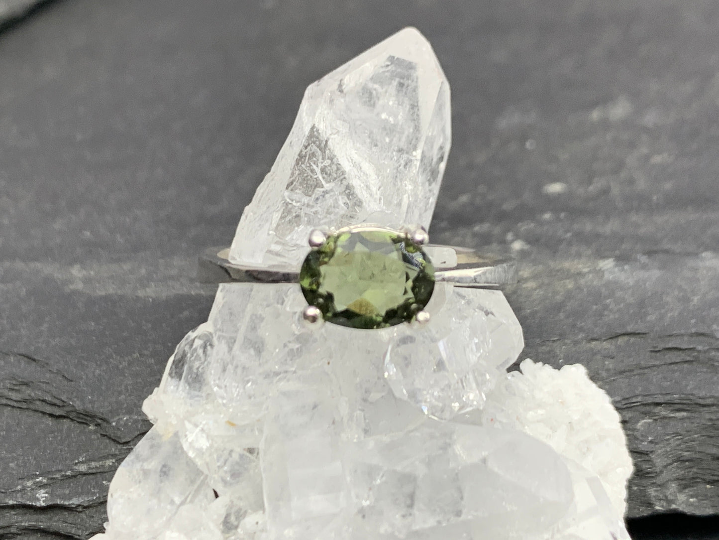 Ring with Moldavite 5x7mm