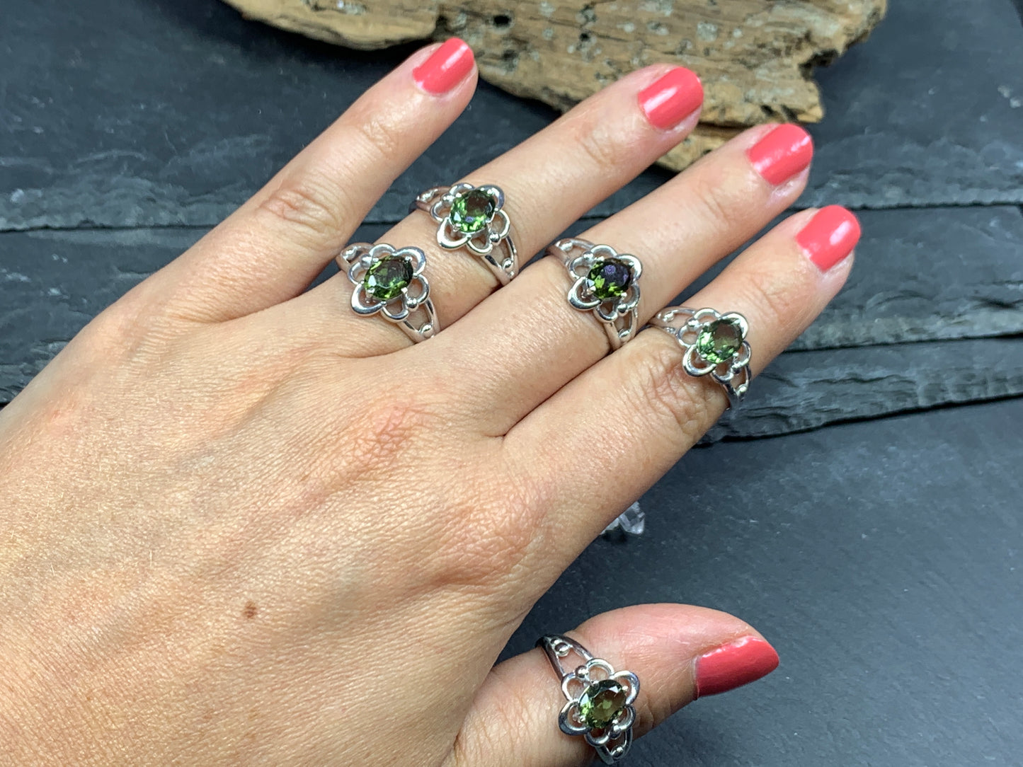 "Ginza" Ring with Oval Moldavite