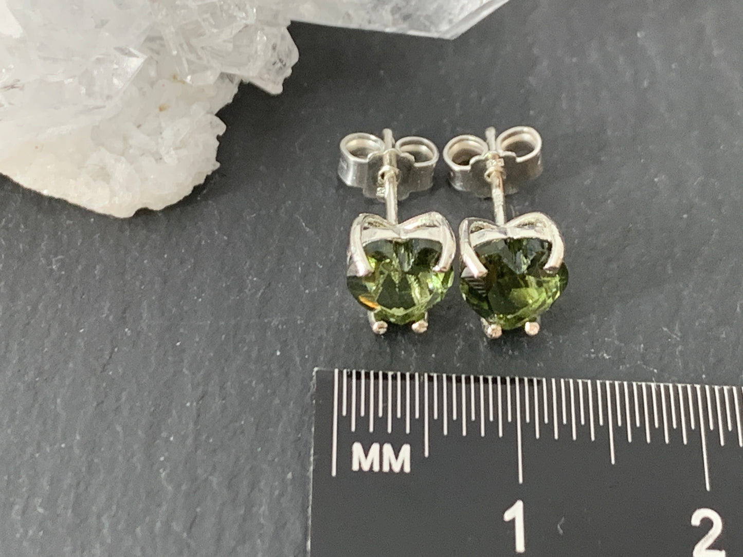 Moldavite Heart Earrings