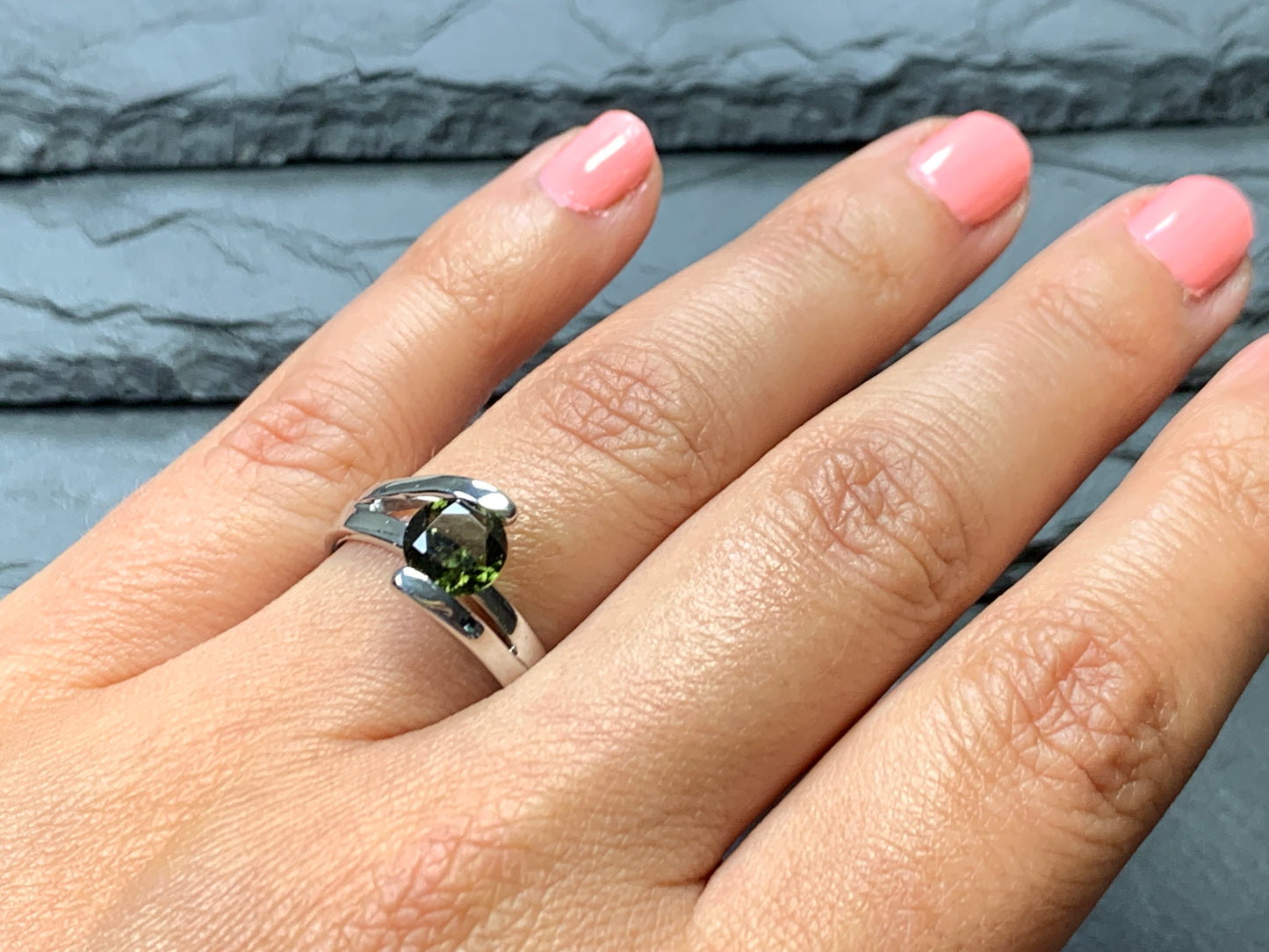 Rhodium plated silver ring/ US