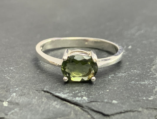 Ring with Moldavite 5x7mm