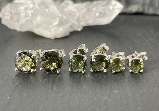 Moldavite Round Studs