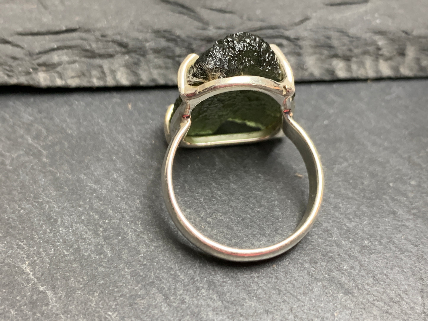 " Altair" Ring with Rough Moldavite 5.75 US