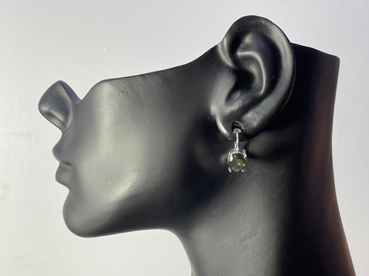 Large Moldavite Oval Earrings