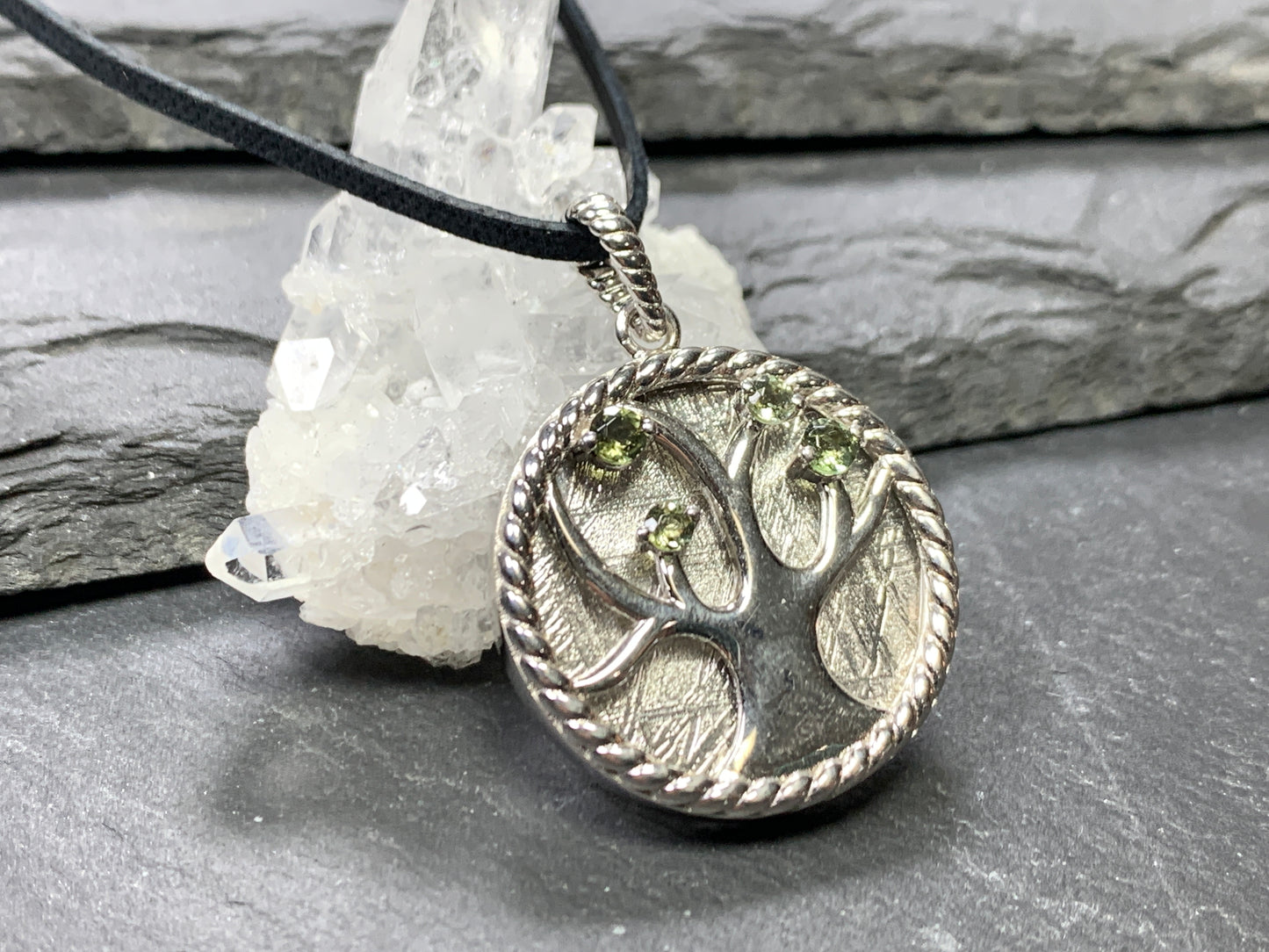 Tree Moldavite & Muonionalusta Meteorite pendant