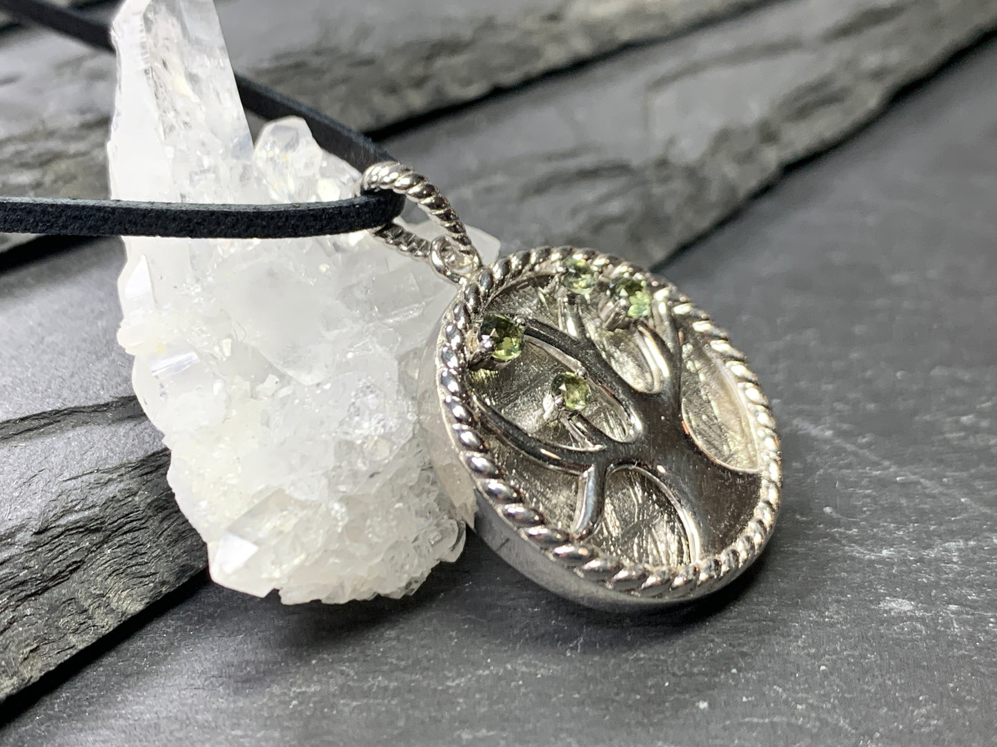 Tree Moldavite & Muonionalusta Meteorite pendant