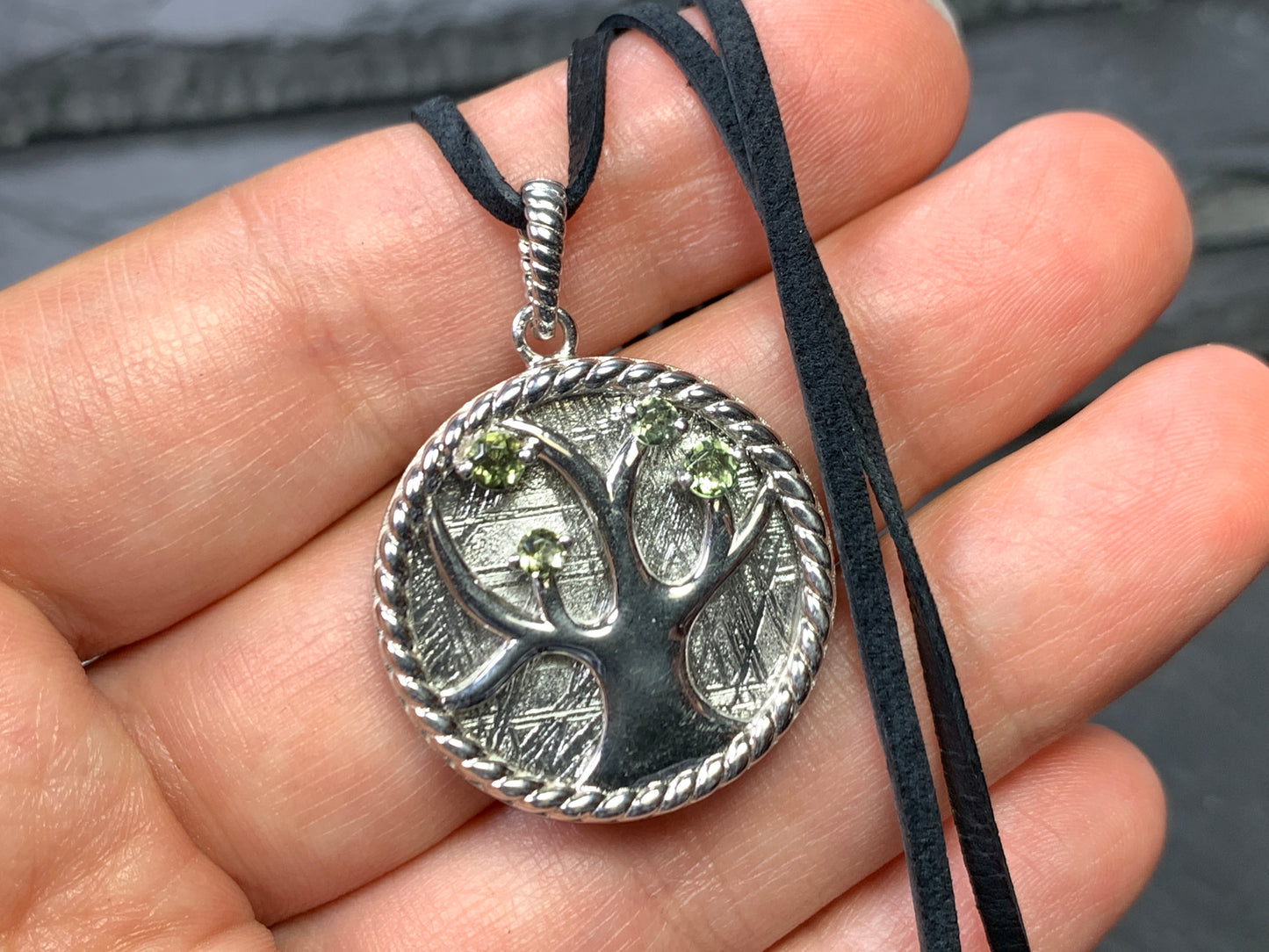 Tree Moldavite & Muonionalusta Meteorite pendant