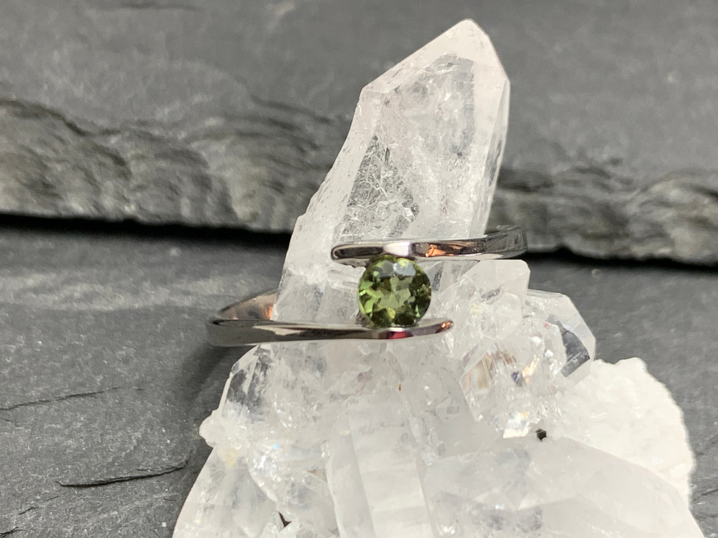 Ring with Round Moldavite