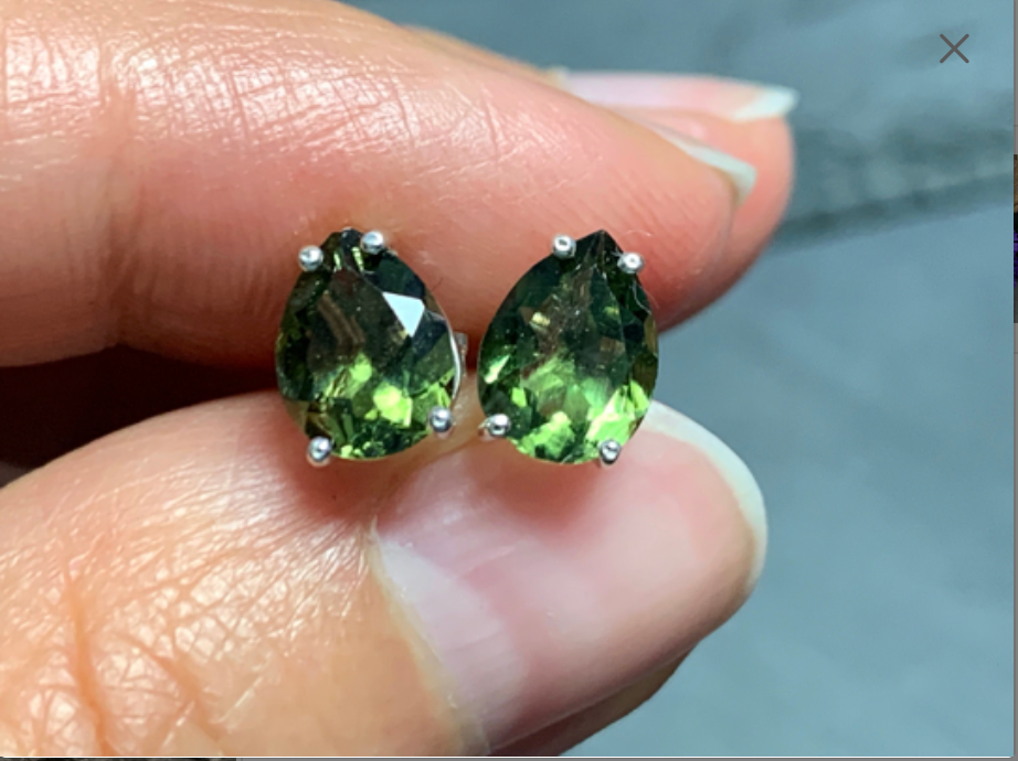 Teardrop Moldavite Studs