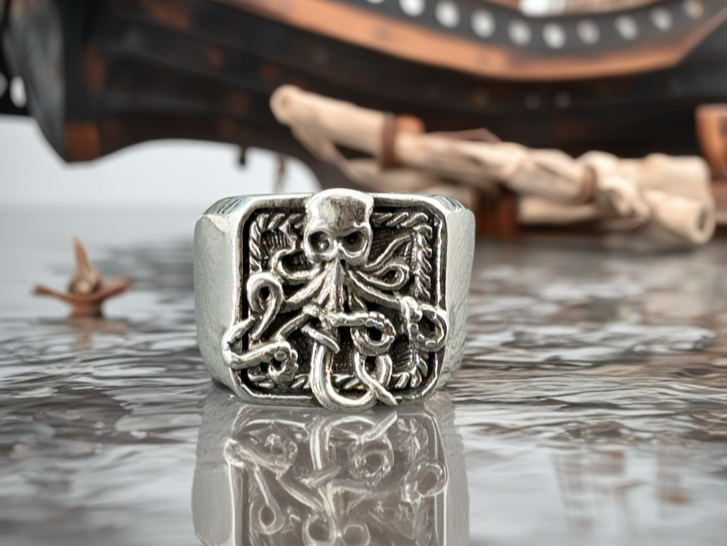 Octopus Signet Ring • Kraken Squid Ring for Men