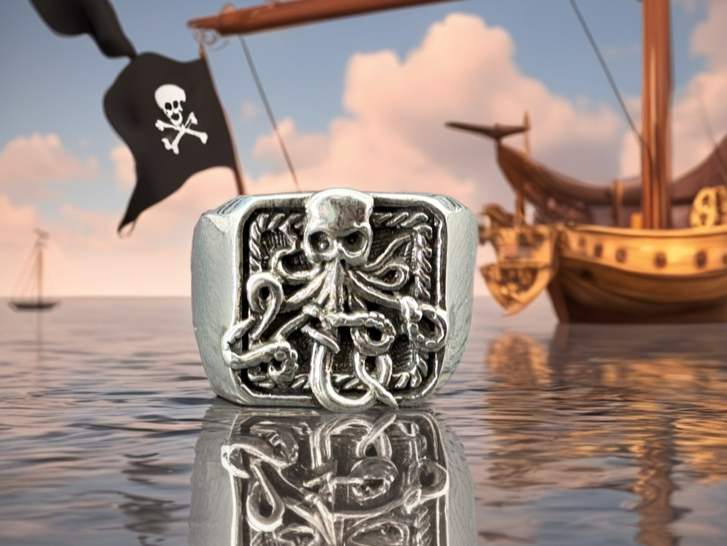 Octopus Signet Ring • Kraken Squid Ring for Men