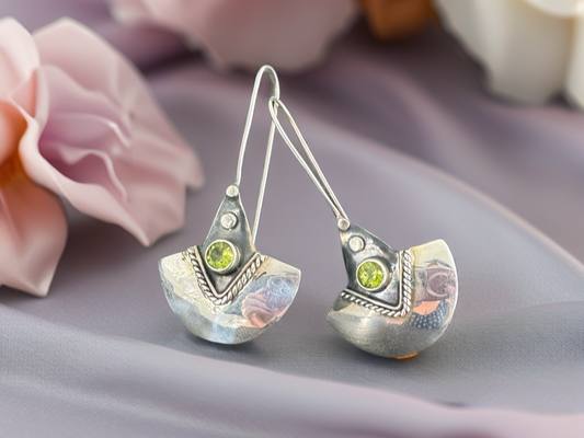 Vintage Sterling Silver and Peridot Earrings