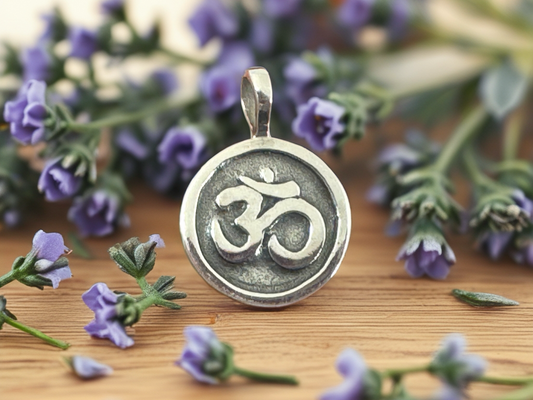 Balinese Om Pendant - Both Sided - Sterling Silver Omkara pendant